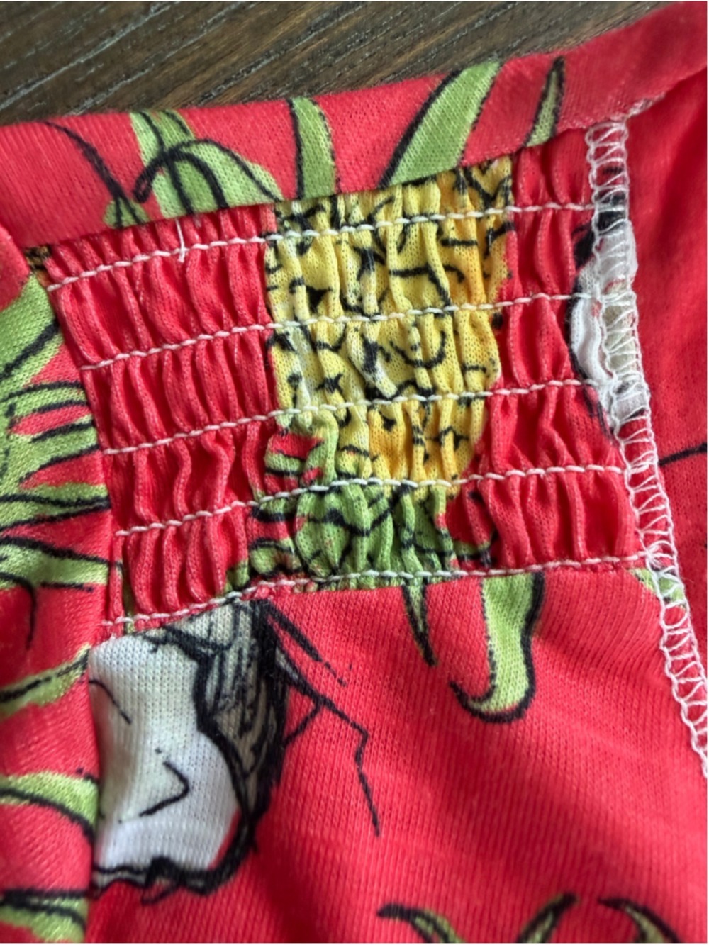Women's Onque Casual Pineapple Print Button Down Shirt, Size S, Red/Yellow - Picture 10 of 10